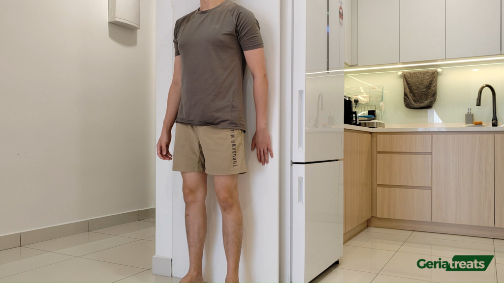 093 Isometric shoulder extension standing (static)