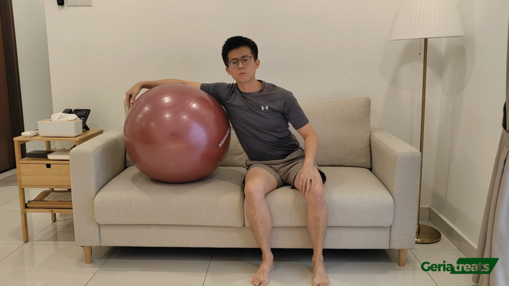 212 Sitting weight shift to hemiplegic side - stability ball