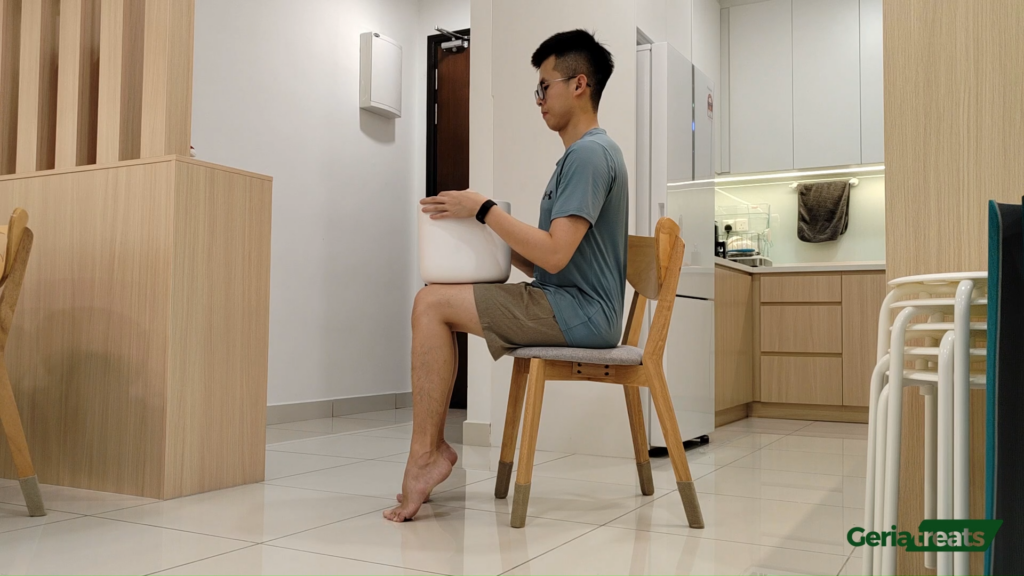 043 Calf raises adding weight sitting